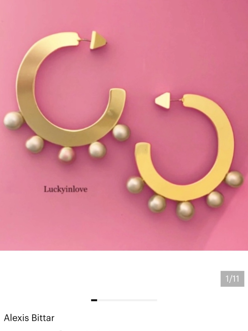 ALEXIS BITTAR • NEW Modern Edgy Gold Faux Pearl Studded Sheet Hoop Earrings